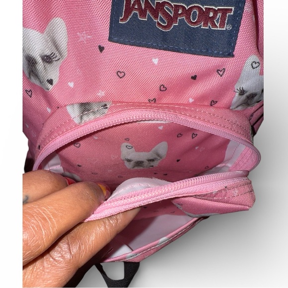 JanSport Pink Backpack with Dog Pattern - Picture 7 of 10